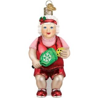 Old World Christmas Pickleball Mrs. Claus Glass Blæst ornament til juletræ
