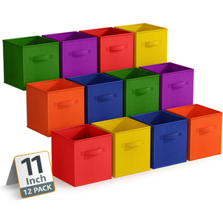 Sorbus 11 tommer opbevaringsbakker - Robust sammenfoldelig stofopbevaringskuber med h?ndtag - 12 sammenklappelige kurve til organisering af t?jle