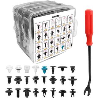 GooACC 1115pcs bil skubbeholder klip & auto fastgørelsesmateriale -sortiment -32 mest populære størrelser nylon kofanger fender nitter med 10 kab