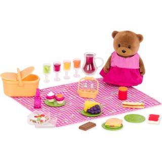 Lil Woodzeez - 20 PCS Picnic Playset - inklusive 1 baby Bear Toy Picnic Basket & T?ppe Play Food & More Accessories - Gift Doll Playset for Kids