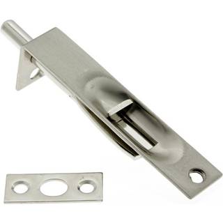 IDH af St. Simons 11014-015 Professionel kvalitetskvalitet Solid messing 4 """" Flush Bolt med firkantet ende 4-tommer satin nikkel