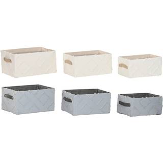 Kurvesæt Home ESPRIT Grå Flødefarvet 35 x 25 x 18 cm 3 Dele (2 enheder)