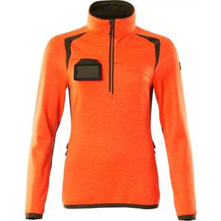 MASCOT ACCELERATE SAFE fleecetrøje med kort lynlås, hi-vis orange/mosgrøn - XL