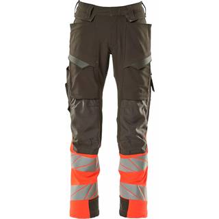 MASCOT ACCELERATE SAFE arbejdsbukser med knælommer, mørk antracit/hi-vis rød - 76C58
