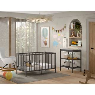 Kombineret babyseng og puslebord Dino 70 × 140 cm – antracit