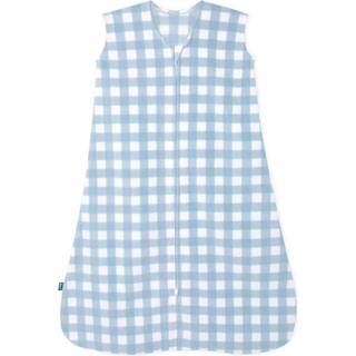 Halo sleepsack micro-fleece bærbar tæppe swaddle overgang sovepose tog 1,0 gingham blå små 3-6 måneder