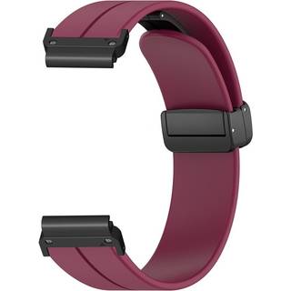 SKALO Silikonearmbånd metallspænde Garmin Fenix 8 Amoled 51mm - Vin rød