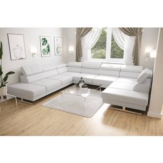 EMPIRE MAX  I HJØRNESOFA 300X350X220 - Hvidt øko læder - MT920 , VENSTRE