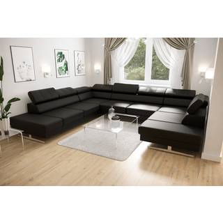 EMPIRE MAX  I HJØRNESOFA 300X350X220 - Sort øko læder - MT9100 , VENSTRE