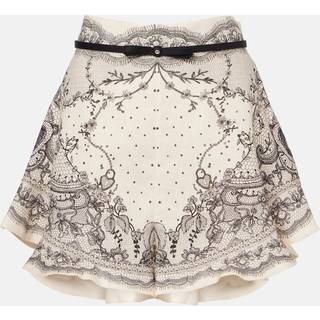 Zimmermann Crush belted floral high-rise linen shorts - black - L