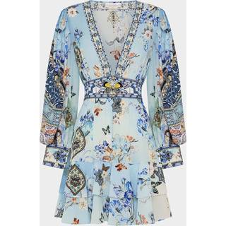 Camilla Embellished floral silk minidress - blue - XL