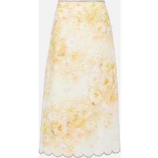 Zimmermann Crush scalloped linen midi skirt - yellow - L
