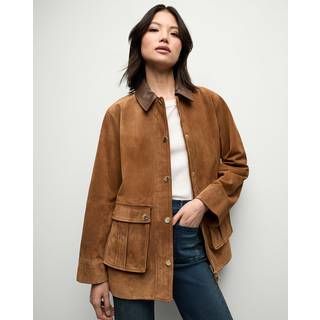 Veronica Beard Suz leather-trimmed suede jacket - brown - S