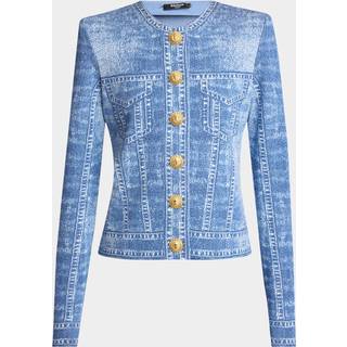 Balmain Trompe l&#39;oeil jacquard cardigan - blue - M