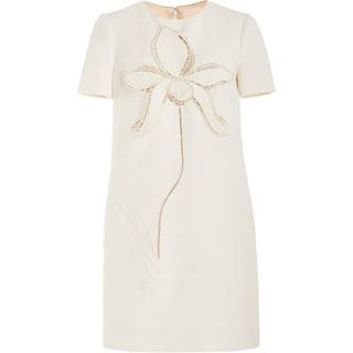 Oscar de la Renta Orchid embroidered cotton tweed shift dress - white - XL