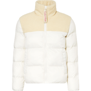 Material Mix Sherpa Puffer Jacket - White - XS