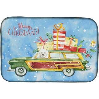 """" Caroline's Treasures CK2395DDM Merry Christmas Bichon Fris Dish-Drying-Mats 14x21 Multicolor """"