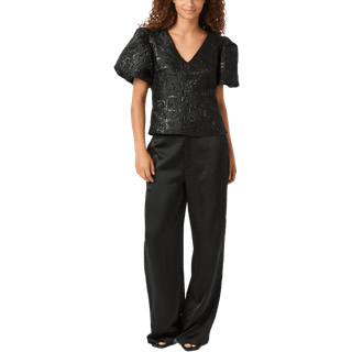 Neo Noir - Camia Metallic Brocade Blouse 163846 - Black