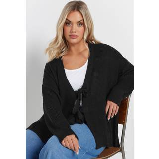 Yours Curve Yours Curve Black Knitted Tie Front Cardigan