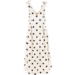 Zimmermann Polka-dot bow-detail linen midi dress - black - XS