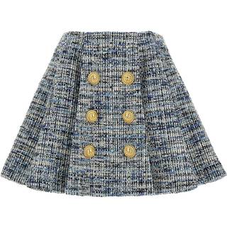 Balmain Space-dyed cotton-blend miniskirt - blue - M