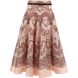 Zimmermann Crush Flared linen and silk midi skirt - pink - L