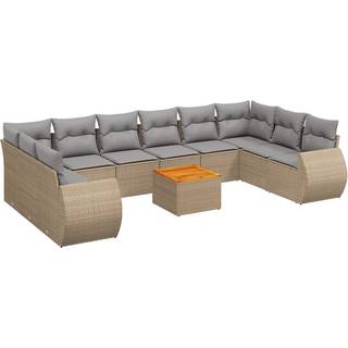 sofasæt til haven 11 dele med hynder polyrattan beige