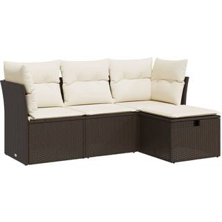 sofasæt til haven 4 dele med hynder polyrattan brun