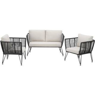 Havemøbelsæt Sundo i rebdesign med polyrattan - anthrazit