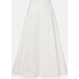 Zimmermann Crush Embroidered linen midi skirt - white - XL