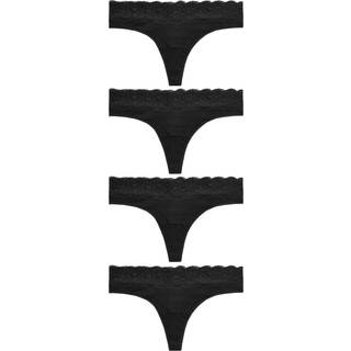 Next Black Thong Cotton and Lace Knickers 4 Pack