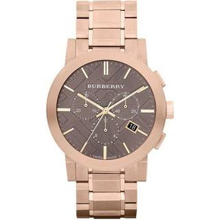 Burberry BU9353 taupe chronografskive rosaguldbelagt herreur