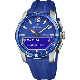 Festina Connected herreur i titanium med blå urskive