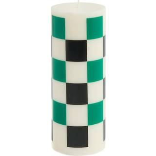 HAY Column Candle bloklys medium 20 cm Off white-green-black check