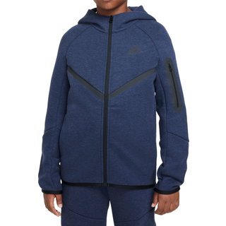 Nike Sportswear Tech Fleece-hættetrøje med lynlås til større børn - blå