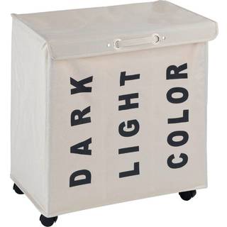 WENKO Trivo vasketøjskurv med hjul, beige - 166 liter