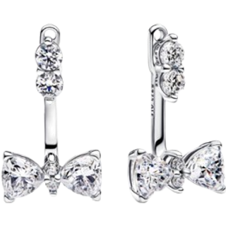 Pandora 293543C01 Damen-Ohrringe Ear Jacket Funkelnde Schleife Silber