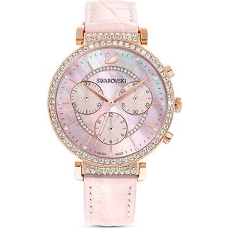 Passage Chrono Uhr, Schweizer Produktion, Lederarmband, Rosa, Roségoldfarbenes Finish