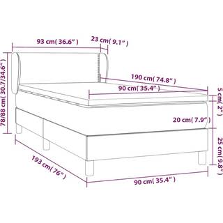 kontinentalseng med madras 90x190 cm stof sort
