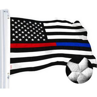 G128 Tynd Blue Red Line American Flag | 3x5 ft | Stormflyer Series broderet 220 gsm spundet polyester | Pligt og æresflag Broderet design Indendø