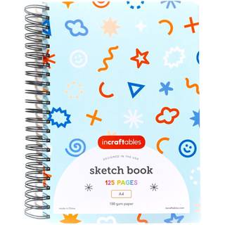 Incraftables Art Sketchbook (125 sider) spiralbundet. Hardcover Perforated Paper Pad (8,5 x 11 Big) Art Sketch Book for Artists & Beginners. Heav