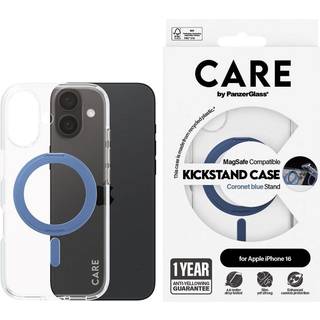 CARE by PanzerGlass iPhone 16 Feature Kickstand Case - MagSafe Kompatibel - Transparent / Coronet Blue
