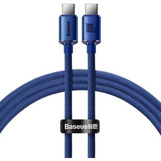 FORÅRSUDSALG - Baseus - Krystalstrålende USB-C til USB-C-kabel, 100W, 1,2m (blå)