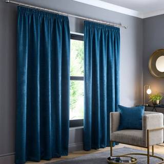 Fusion Fusion Teal Galaxy Room Darkening Woven Pair of Pencil Pleat Curtains