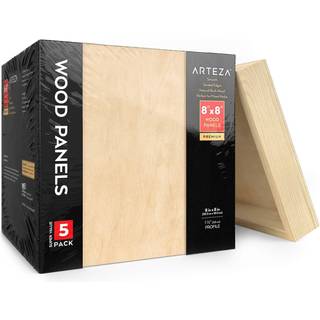 ARTEZA tr?l?rredsplader 8 x 8 tommer Pakke med 5 Birketr? tr?paneler til akryl- og oliemaling Tr?br?ndingsh?ndv?rk