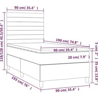 Kontinentalseng Med Madras Stof Gråbrun - vandrette striber / 90 x 190 cm