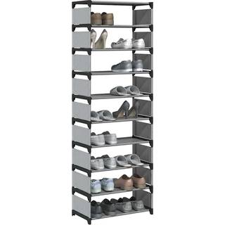 skostativ 10-etagers 54x28x158 cm ikke-vævet stof grå