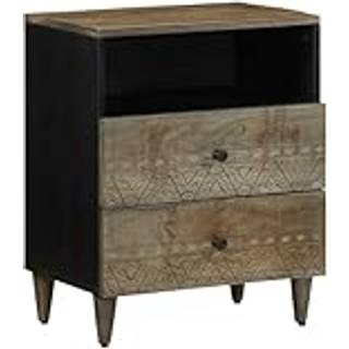 sengebord 50x33x60 cm massivt mangotræ lysegrå