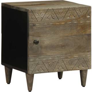 Sengebord 40X33X46 Cm Massivt Mangotræ Lysegrå - 1