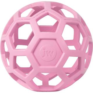 JW PET Hol-EE Roller Dog Legetøjspuslespil Naturgummi Stor (5,5 tommer diameter) lyserød